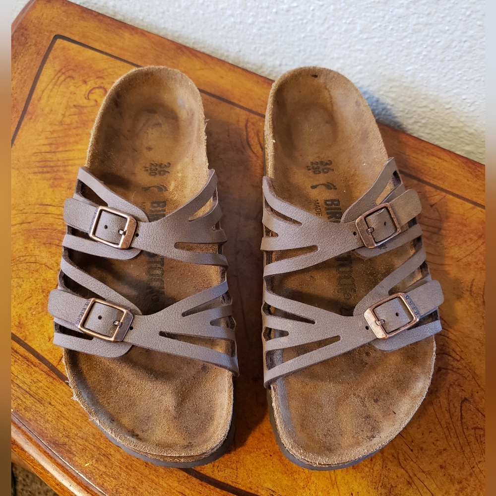 Birkenstock Women's Granada Mocha Birkibuc Two-Strap Slide Sandals Size 36/ 5 US